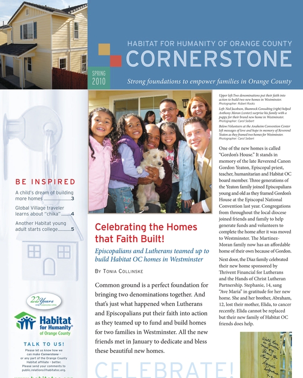 Habitat for Humanity - Cornerstone newsletter cover